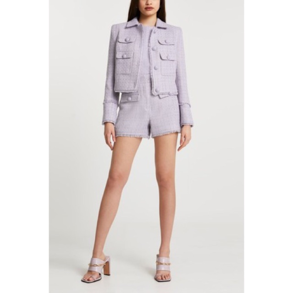 NWT River Island TinkerPurple Bouclé Trophy Jacket